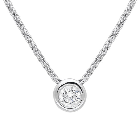 18ct White Gold 0.15ct Diamond Brilliant Cut Solitaire Necklace BLC-102
