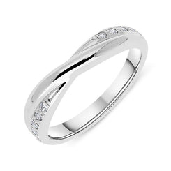 18ct White Gold 0.10ct Diamond 3mm Crossover Ring, CGN-591.