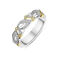 18ct White Gold 0.16ct Diamond Floral Ring, R1104.
