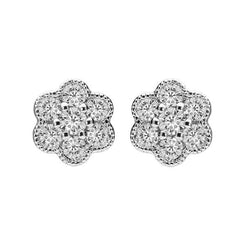 18ct White Gold 0.33ct Diamond Flower Stud Earrings, E2115