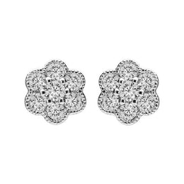 18ct White Gold 0.33ct Diamond Flower Stud Earrings, E2115