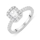18ct White Gold 0.50ct Diamond Emerald Cut Halo Ring BLC-076
