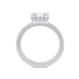 18ct White Gold 0.50ct Diamond Emerald Cut Halo Ring BLC-076
