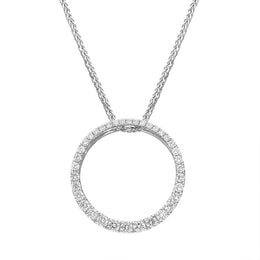 18ct White Gold 0.51ct Diamond Open Circle Necklace, FEU-1921.
