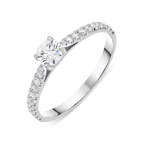 18ct White Gold 0.52ct Diamond Shoulder Certified Solitaire Ring BLC-029