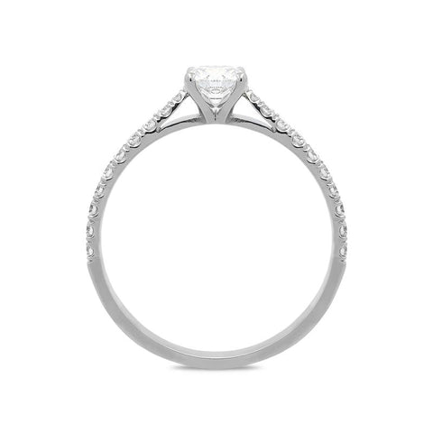 18ct White Gold 0.52ct Diamond Shoulder Certified Solitaire Ring BLC-029