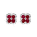 18ct White Gold 0.53ct Ruby Diamond Cluster Earrings, 03-13-152.