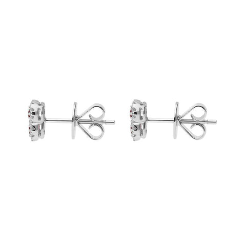 18ct White Gold 0.53ct Ruby Diamond Cluster Earrings, 03-13-152.