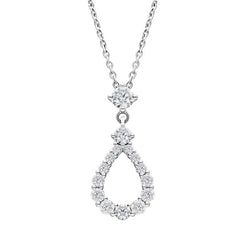18ct White Gold 0.59ct Diamond Open Pear Necklace FEU-1924