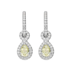 18ct White Gold 0.66ct Yellow Diamond Pear Drop Earrings, BLC-146.