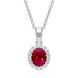 18ct White Gold 0.81ct Ruby Diamond Oval Cluster Necklace FEU-2000
