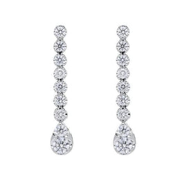 18ct White Gold 0.87ct Diamond Pear Drop Earrings, FEU-059.