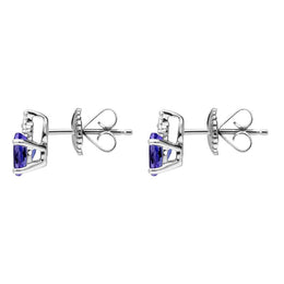 18ct White Gold 0.90ct Tanzanite Diamond Oval Stud Earrings TS1063E