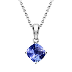 18ct White Gold 1.00ct Tanzanite Cushion Cut Solitaire Necklace TS1046P