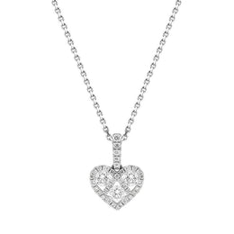 18ct White Gold Diamond Heart Necklace. P3180.