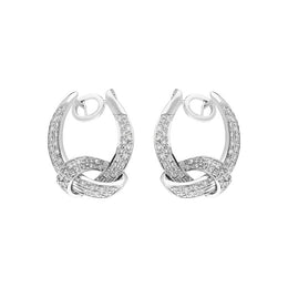 18ct White Gold Diamond Knot Drop Earrings, 12870AWER.