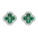 18ct White Gold Emerald and Diamond Clover Stud Earrings. 03-12-125.