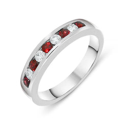 18ct White Gold Ruby and Diamond Channel Set Half Eternity Ring R00392R