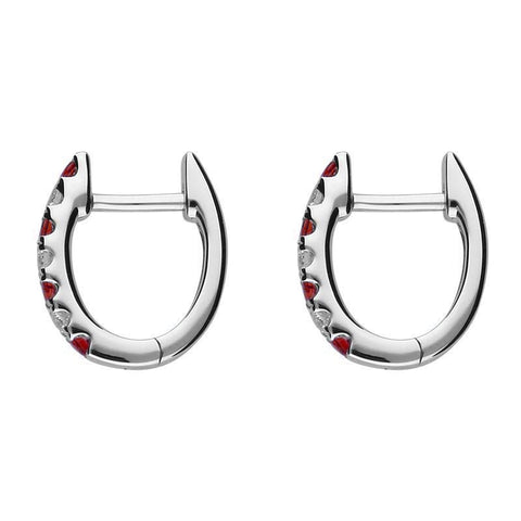 18ct White Gold Ruby and Diamond Huggie Hoop Earrings E2353