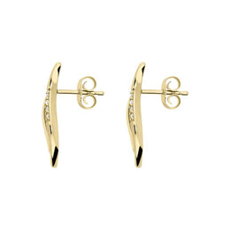 18ct White and Yellow Gold Diamond Wave Stud Earrings, BRN-079.