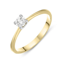 18ct Yellow Gold 0.22ct Diamond Brilliant Cut Solitaire Ring, BLC-040.