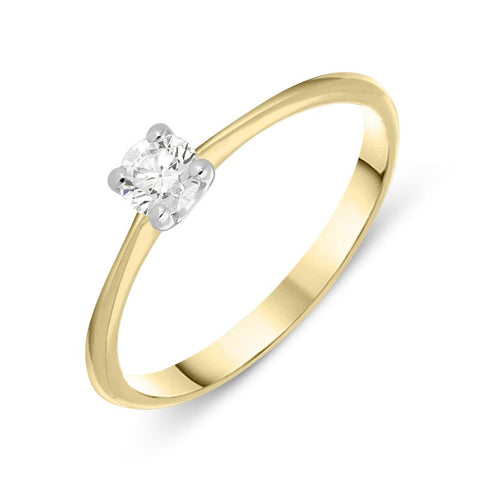18ct Yellow Gold 0.25ct Diamond Brilliant Cut Solitaire Ring, BLC-027.