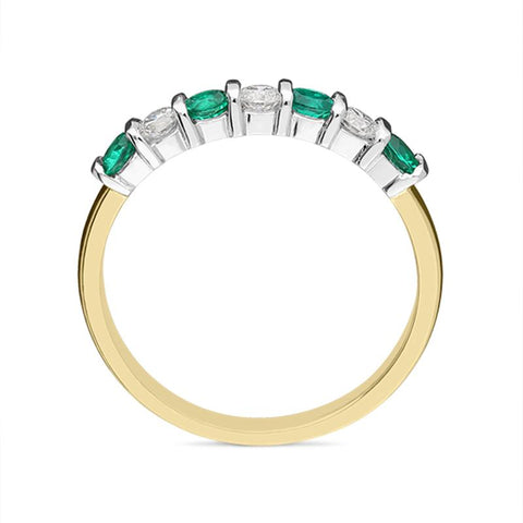 18ct Yellow Gold 0.31ct Emerald Diamond Bar Set Ring FEU-2039