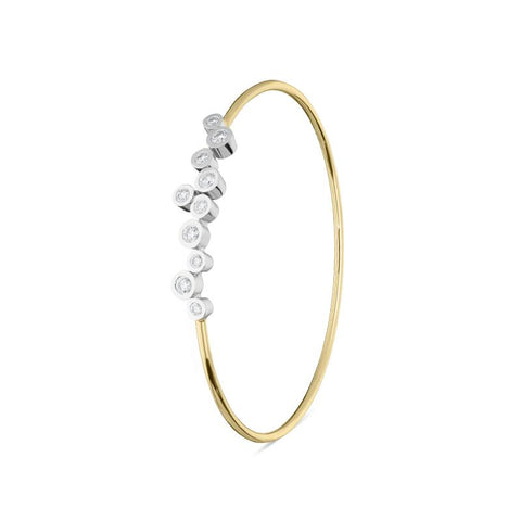 18ct Yellow Gold 0.72ct Diamond Bubbles Bangle BLC-144