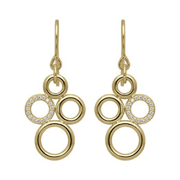 18ct Yellow Gold 0.14ct Diamond Circle Bubble Earrings STC-047