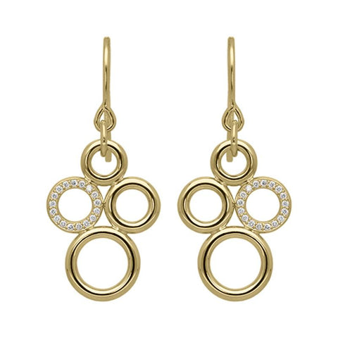 18ct Yellow Gold 0.14ct Diamond Circle Bubble Earrings STC-047