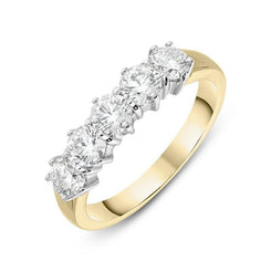 18ct Yellow Gold Diamond Claw Set Half Eternity Ring, FEU-1750.
