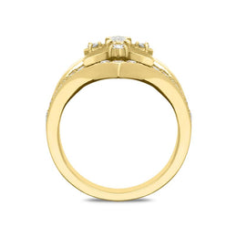 18ct Yellow Gold Diamond Enamel Flower Ring 021337PJ