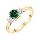 18ct Yellow Gold Emerald Diamond Trilogy Ring, FEU-1136.