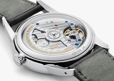 Nomos Glashutte Orion Neomatik 41 Date Olive Gold Sapphire Crystal
