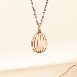 Faberge Colours of Love 18ct Rose Gold Diamond Ruby Fluted 180 Limited Edition Egg Pendant