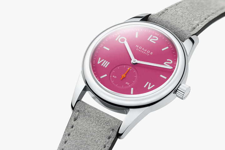 Nomos Glashutte Club Campus Deep Pink 38 Steel Back Watch