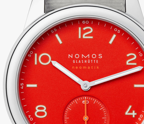 Nomos Glashutte Club Neomatik Signalrot Sapphire Crystal