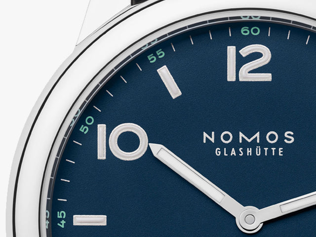 Nomos Glashutte Club Automat Datum Atlantik Sapphire Crystal Watch