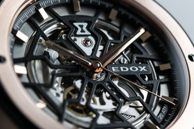 Edox Delfin Mecano 3 Hands Skeleton Watch