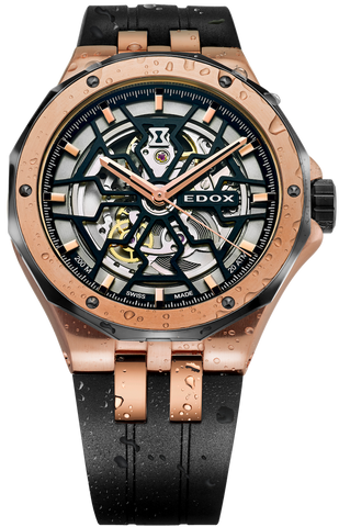 Edox Delfin Mecano 3 Hands Skeleton Watch