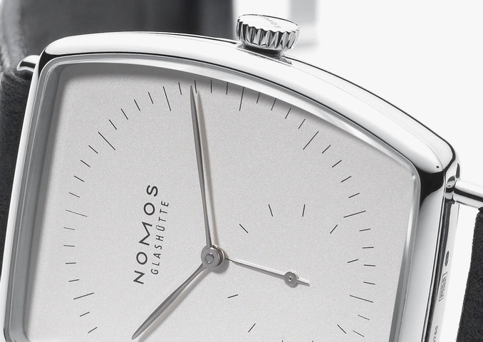 Nomos Glashutte Lux Hell White Gold Sapphire Crystal Watch