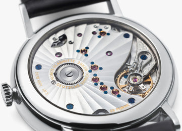 Nomos Glashutte Watch Lambda White Gold Sapphire Crystal