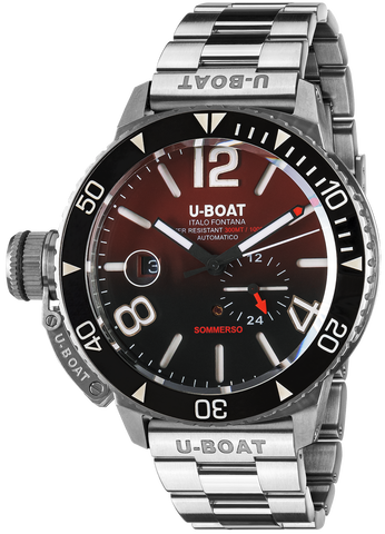 U-Boat Watch Sommerso Ghiera Ceramica Nera Quadrante Bordeaux Bracelet 9521/MT