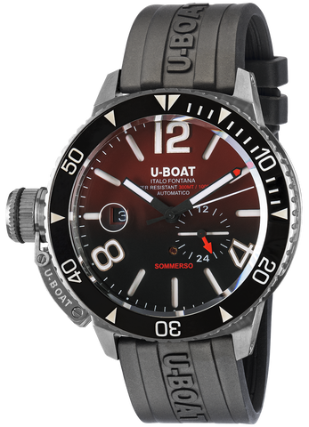U-Boat Watch Sommerso Ghiera Ceramica Nera Quadrante Bordeaux 9521