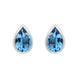 9ct White Gold Blue Topaz Pear Stud Earrings, HBM-034