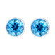 9ct White Gold Blue Topaz Round Stud Earrings, HBM-033