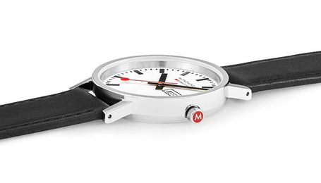 Mondaine Classic Day Date Vegan Grape Leather Watch