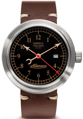 Allemano Watch Day Black Brushed Case DAY-A1919-NP-P-B-M