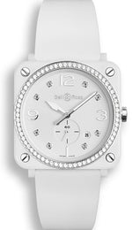 Bell & Ross Watch White Ceramic Quartz Diamond BRS-WH-CES-LGD/SRB