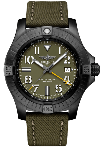 Breitling Watch Avenger Automatic GMT 45 Night Mission Leather Tang Type Limited Edition V323952A1L1X1.